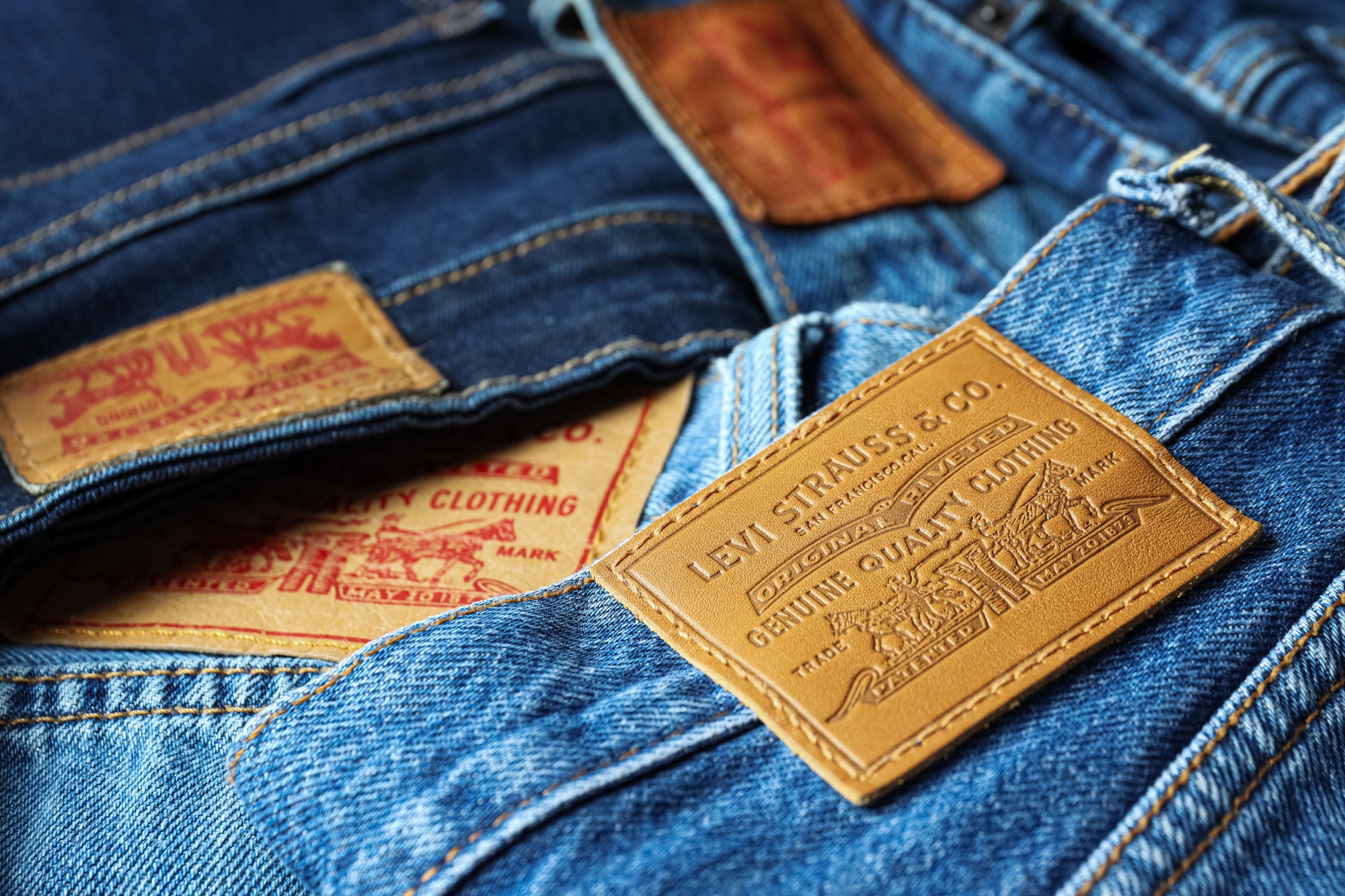 Odessa, Ukraine, 17.05.23: Modern Levis jeans, concept of casual modern clothes