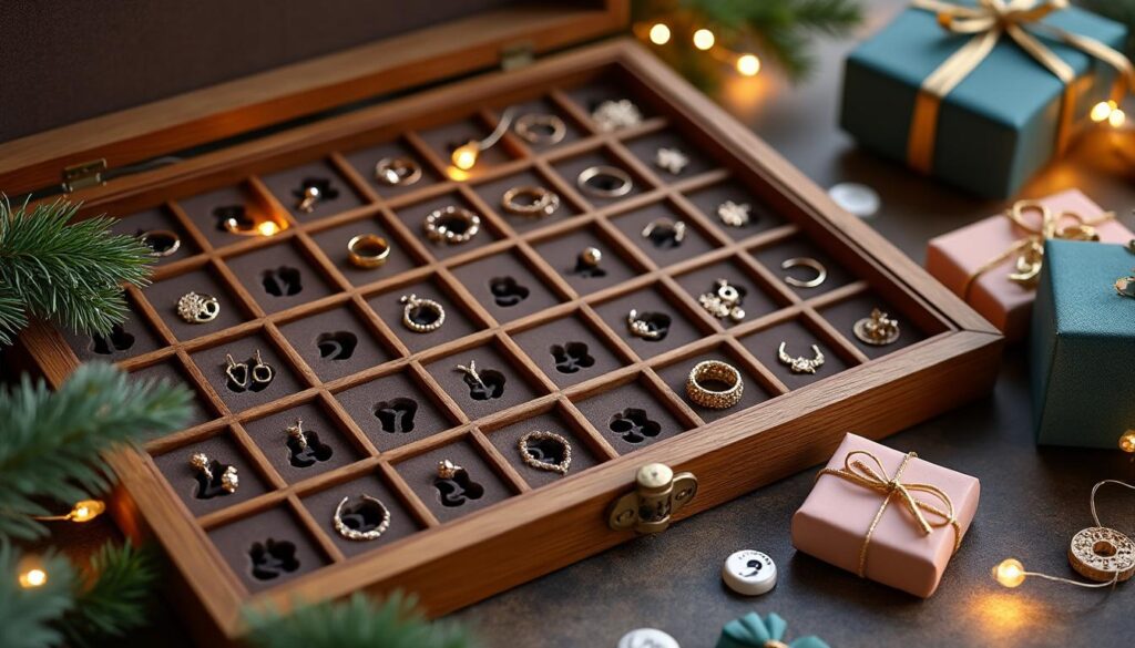 découvrez des idées créatives et originales pour remplir votre calendrier de l'avent bijoux, et offrez une surprise quotidienne pleine d'élégance et de charme pendant les fêtes.