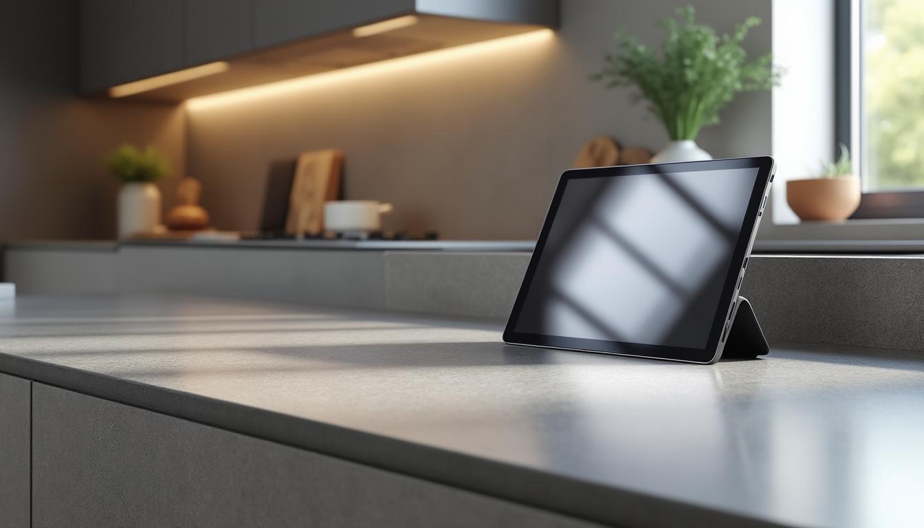 découvrez comment intégrer discrètement une tablette windows au comptoir grâce à un dock discret et des câbles invisibles pour un espace de travail épuré et moderne.
