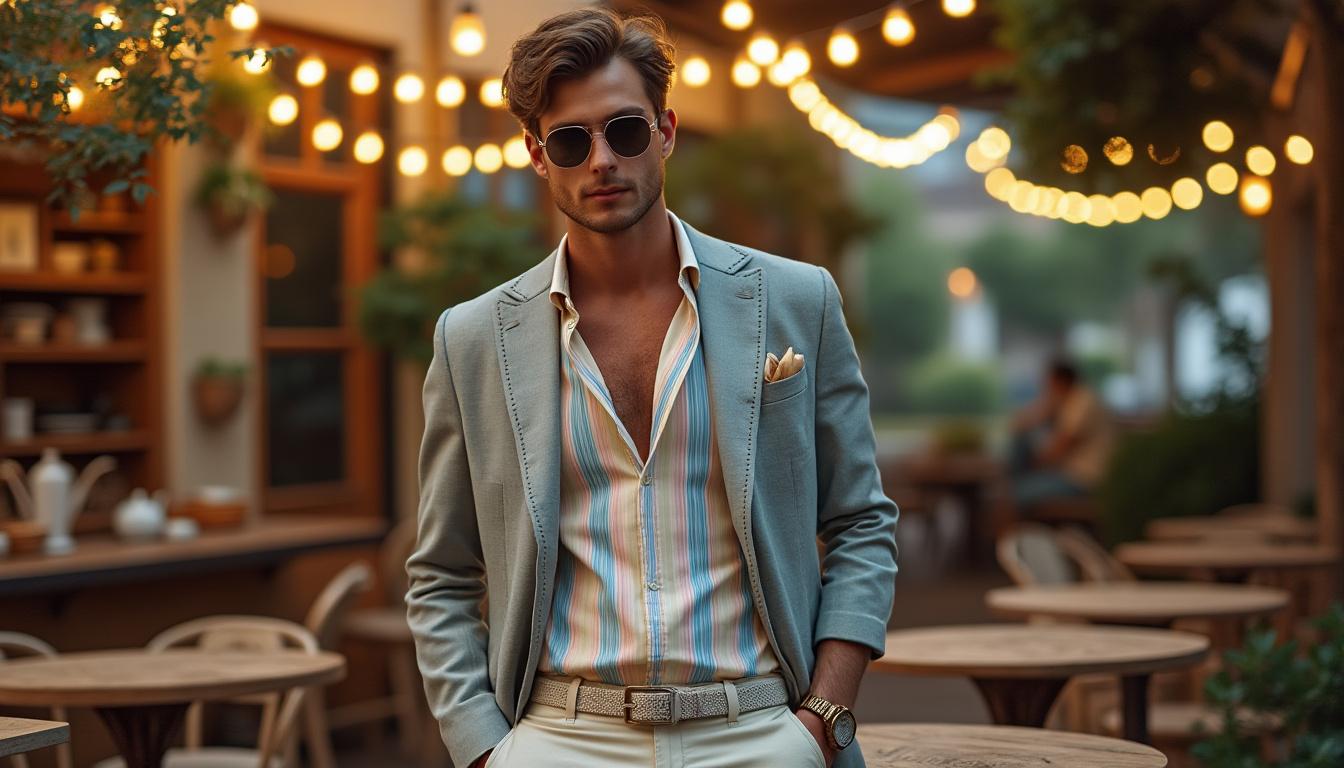 découvrez les tendances mode 2026 avec la tenue guinguette pour homme inspirée des années 50, revisitée pour un style rétro et moderne à la fois.