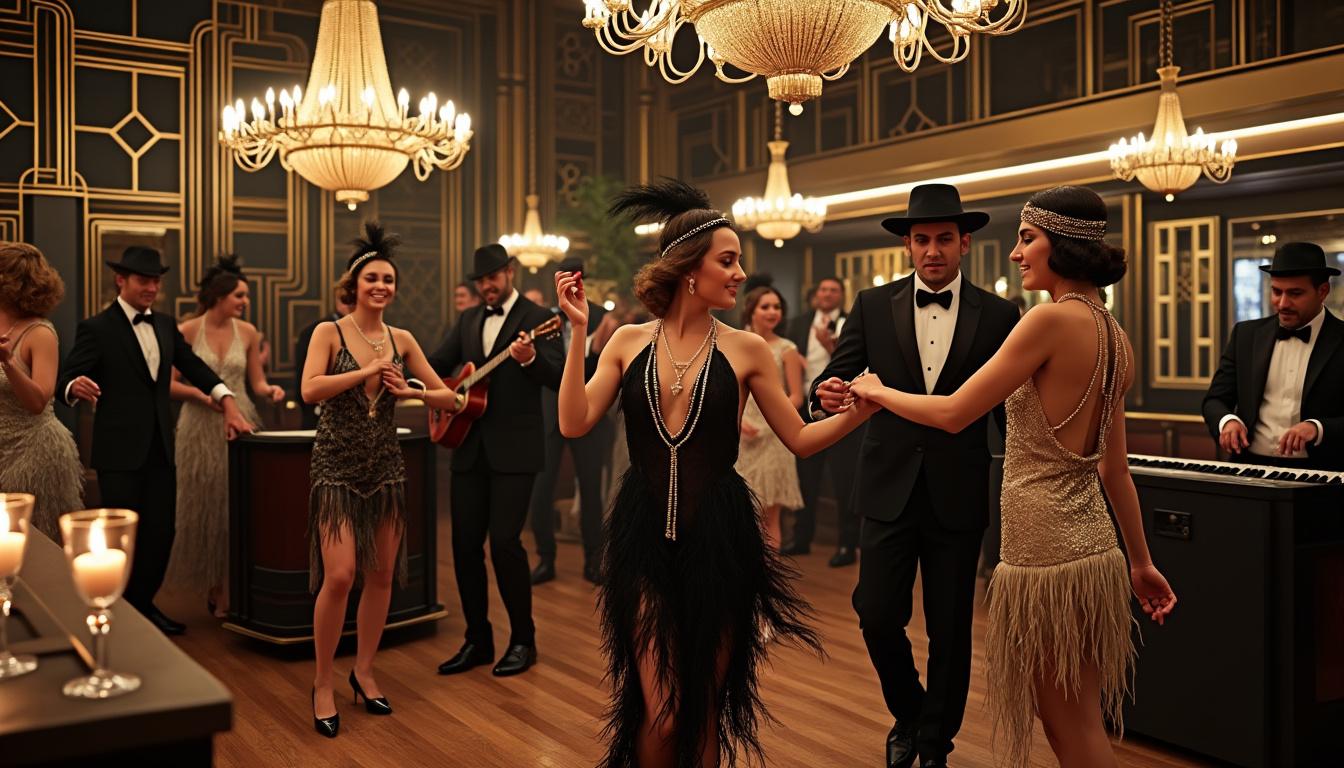 organisez un événement inoubliable avec un thème charleston, alliant élégance des années 1920 et ambiance festive pour une célébration unique.