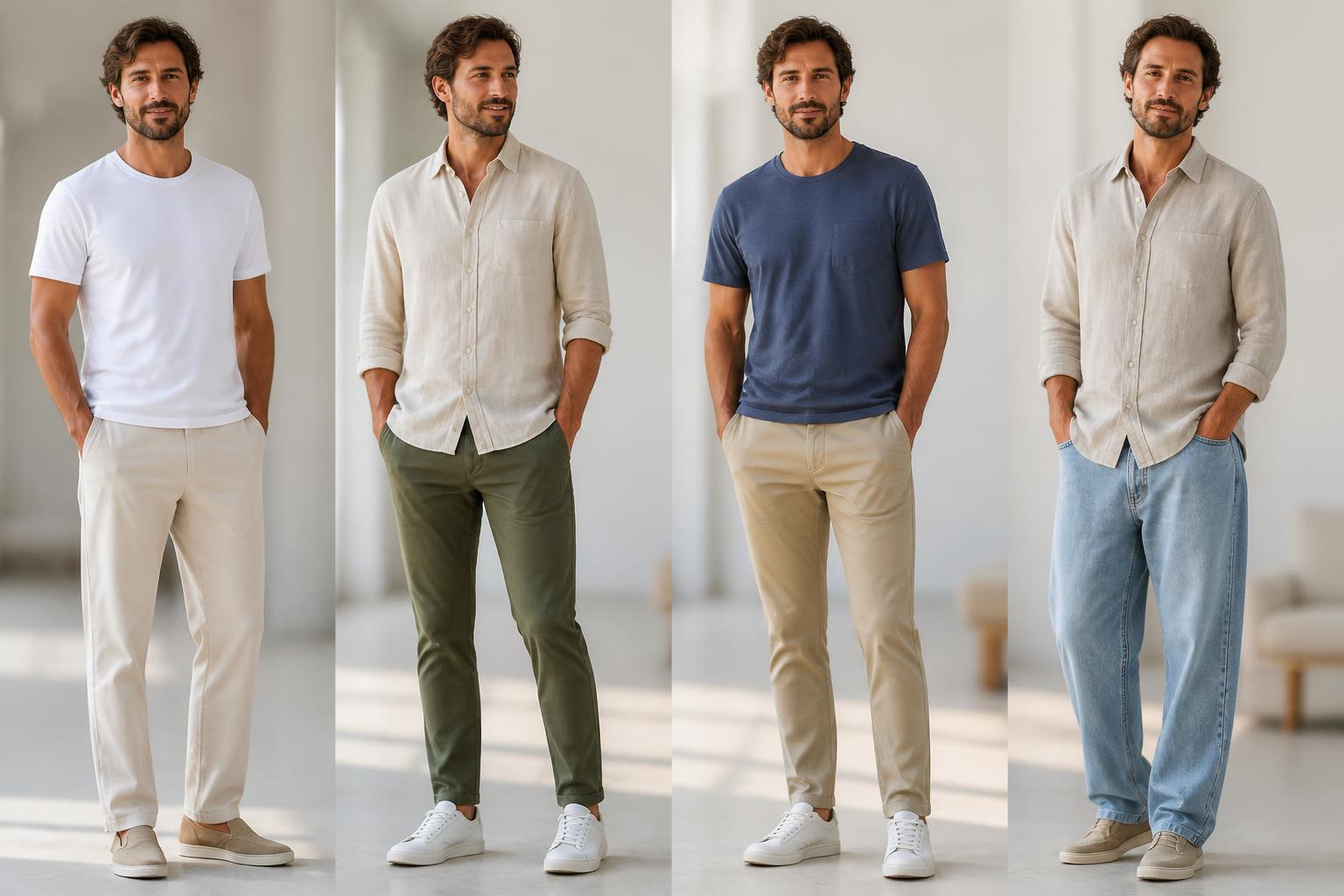 découvrez nos pantalons décontractés pour homme et trouvez la coupe idéale qui mettra en valeur votre morphologie pour un confort et un style parfaits au quotidien.