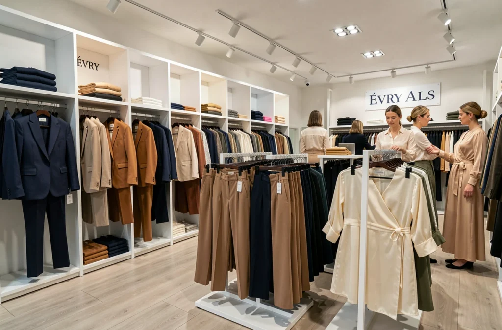 Boutique Caroll à Évry avec une collection de vêtements féminins classiques et élégants en coloris neutres et raffinés